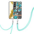 For Samsung Galaxy S23+ 5G Flowers and Plants Series IMD TPU Phone Case with Lanyard(Blue Rose) - 1