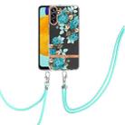 For Samsung Galaxy A14 5G Flowers and Plants Series IMD TPU Phone Case with Lanyard(Blue Rose) - 1