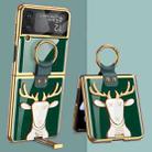 For Samsung Galaxy Z Flip4 GKK Electroplated Integrated Shockproof Phone Case with Ring Holder(Green) - 1
