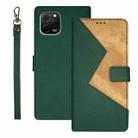 For Huawei nova Y61 4G idewei Two-color Splicing Leather Phone Case(Green) - 1