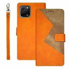 For Huawei nova Y61 4G idewei Two-color Splicing Leather Phone Case(Orange) - 1