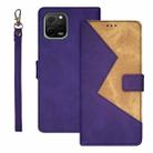 For Huawei nova Y61 4G idewei Two-color Splicing Leather Phone Case(Purple) - 1