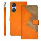 For OPPO A58 5G idewei Two-color Splicing Leather Phone Case(Orange) - 1