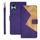 For OPPO A58 5G idewei Two-color Splicing Leather Phone Case(Purple) - 1