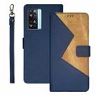 For OPPO A77s idewei Two-color Splicing Leather Phone Case(Blue) - 1