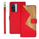 For OPPO A77s idewei Two-color Splicing Leather Phone Case(Red) - 1