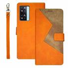 For OPPO A77s idewei Two-color Splicing Leather Phone Case(Orange) - 1