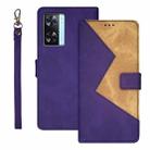 For OPPO A77s idewei Two-color Splicing Leather Phone Case(Purple) - 1