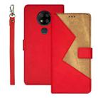 For Oukitel C19 Pro idewei Two-color Splicing Leather Phone Case(Red) - 1