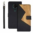 For Oukitel C19 Pro idewei Two-color Splicing Leather Phone Case(Black) - 1