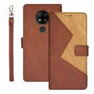 For Oukitel C19 Pro idewei Two-color Splicing Leather Phone Case(Brown) - 1