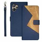 For Realme 10 5G idewei Two-color Splicing Leather Phone Case(Blue) - 1