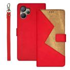 For Realme 10 5G idewei Two-color Splicing Leather Phone Case(Red) - 1