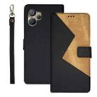 For Realme 10 5G idewei Two-color Splicing Leather Phone Case(Black) - 1