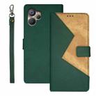 For Realme 10 5G idewei Two-color Splicing Leather Phone Case(Green) - 1