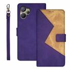 For Realme 10 5G idewei Two-color Splicing Leather Phone Case(Purple) - 1