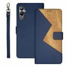 For Tecno Pova 4 idewei Two-color Splicing Leather Phone Case(Blue) - 1