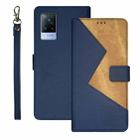 For vivo V21s idewei Two-color Splicing Leather Phone Case(Blue) - 1