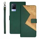 For vivo V21s idewei Two-color Splicing Leather Phone Case(Green) - 1