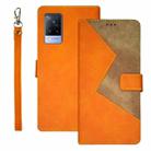 For vivo V21s idewei Two-color Splicing Leather Phone Case(Orange) - 1