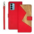 For ZTE Blade A72 4G idewei Two-color Splicing Leather Phone Case(Red) - 1