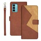 For ZTE Blade A72 4G idewei Two-color Splicing Leather Phone Case(Brown) - 1