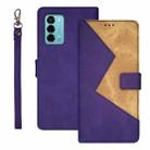 For ZTE Blade A72 4G idewei Two-color Splicing Leather Phone Case(Purple) - 1