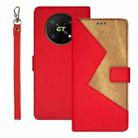 For Honor X40 GT idewei Two-color Splicing Leather Phone Case(Red) - 1