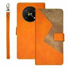 For Honor X40 GT idewei Two-color Splicing Leather Phone Case(Orange) - 1
