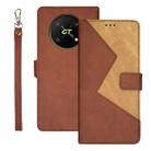 For Honor X40 GT idewei Two-color Splicing Leather Phone Case(Brown) - 1