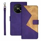 For Honor X40 GT idewei Two-color Splicing Leather Phone Case(Purple) - 1