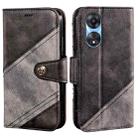 For OPPO A58 5G idewei Color Contrast Retro Texture Leather Phone Case(Black) - 1