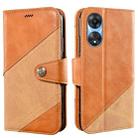 For OPPO A58 5G idewei Color Contrast Retro Texture Leather Phone Case(Orange) - 1