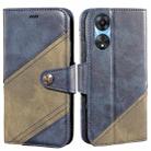 For OPPO A58 5G idewei Color Contrast Retro Texture Leather Phone Case(Blue) - 1