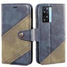For OPPO A77s idewei Color Contrast Retro Texture Leather Phone Case(Blue) - 1