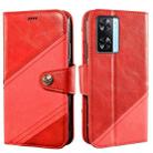 For OPPO A77s idewei Color Contrast Retro Texture Leather Phone Case(Red) - 1