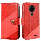 For Oukitel C19 Pro idewei Color Contrast Retro Texture Leather Phone Case(Red) - 1