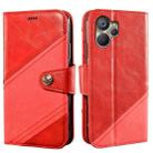 For Realme 10 5G idewei Color Contrast Retro Texture Leather Phone Case(Red) - 1