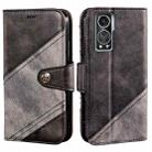 For ZTE Axon 30S idewei Color Contrast Retro Texture Leather Phone Case(Black) - 1