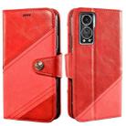 For ZTE Axon 30S idewei Color Contrast Retro Texture Leather Phone Case(Red) - 1