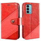 For ZTE Blade A72 4G idewei Color Contrast Retro Texture Leather Phone Case(Red) - 1