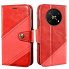 For Honor X40 GT idewei Color Contrast Retro Texture Leather Phone Case(Red) - 1