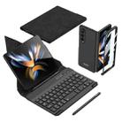 For Samsung Galaxy Z Fold4 GKK Magnetic Folding Bluetooth Keyboard Leather Case with Pen(Black) - 1