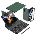 For SamsungGalaxy Z Fold3 5G GKK Magnetic Folding Bluetooth Keyboard Leather Case with Pen(Green) - 1