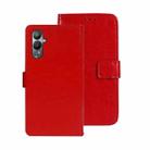 For Tecno Pova 4 idewei Crazy Horse Texture Leather Phone Case(Red) - 1