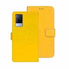 For vivo V21s idewei Crazy Horse Texture Leather Phone Case(Yellow) - 1