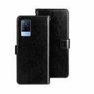 For vivo V21s idewei Crazy Horse Texture Leather Phone Case(Black) - 1