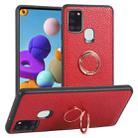 For Samsung Galaxy A21S Litchi Texture Magnetic Shockproof Protective Phone Case(Red) - 1