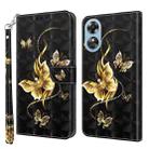 For OPPO A17 3D Painted Leather Phone Case(Golden Swallow Butterfly) - 1