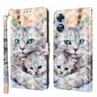 For OPPO A17 3D Painted Leather Phone Case(Two Loving Cats) - 1